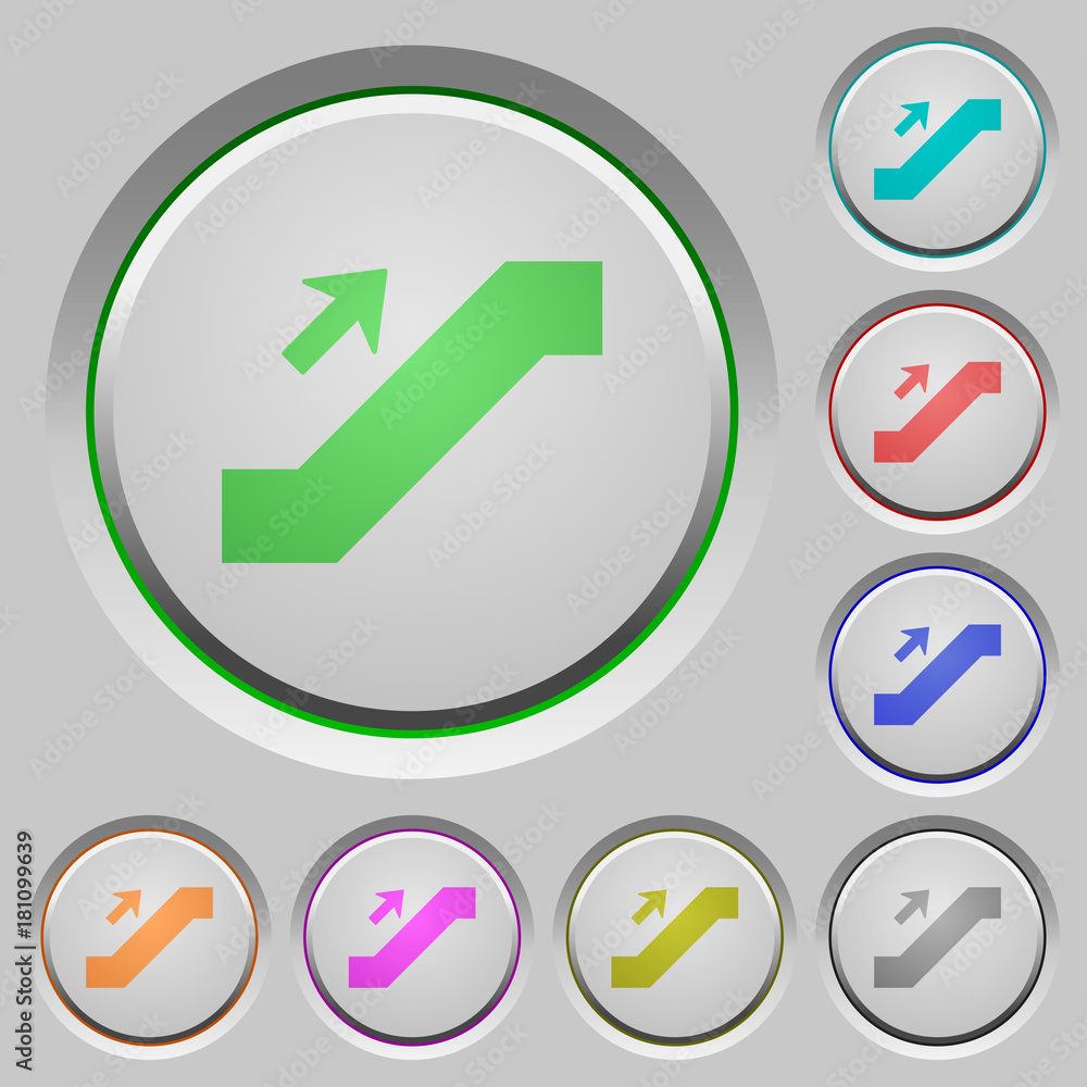 Poster escalator up sign push buttons