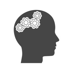 Human head with gears icon, Head with gears concept
