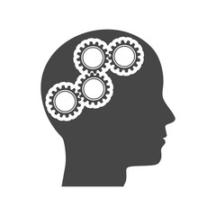 Human head with gears icon, Head with gears concept
