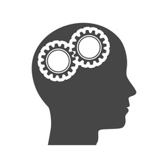Human head with gears icon, Head with gears concept