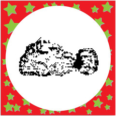 Mount Rushmore National Monument in South Dakota USA black 8-bit  vector illustration isolated on round white background with stars