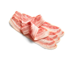 Rashers of bacon on white background