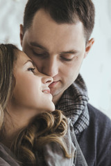 Couple closeup portrait. Tenderness