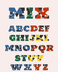 Decorative alphabet vector font. Letters symbols and numbers. Typography for headlines, posters, logos etc. Molecule And Communication style. Connected lines with dots.