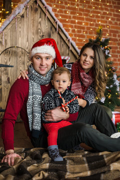 happy family celebrate christmas and new year