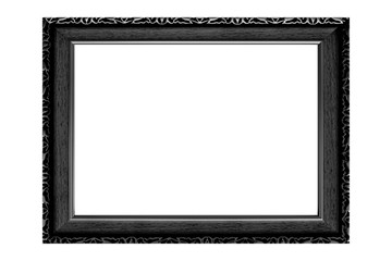 Black vintage picture frame isolated on white background.