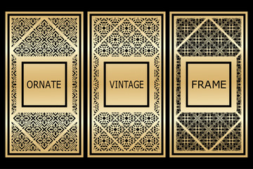 Set of vintage  frames border with beautiful filigree ornamental frame, decorative ornate vintage borders, retro element. Classic ornamental set of  vintage frames templates, borders and elements