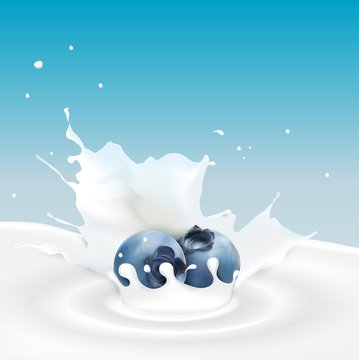 Milk splash with blueberry
