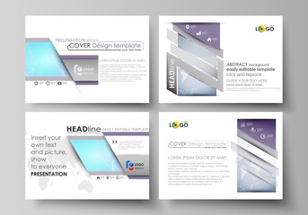 The minimalistic abstract vector illustration of the editable layout of the presentation slides design business templates. Polygonal texture. Global connections, futuristic geometric concept.