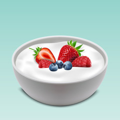 Yogurt bowl with mixed fruits