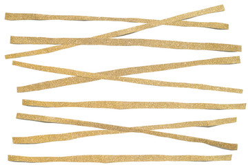 Gold glitter striped paper cut on white background