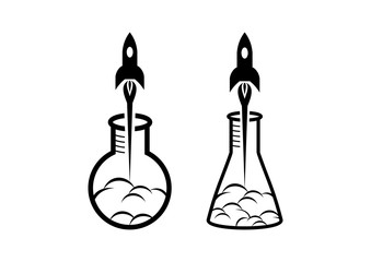 Black Lab Bottle Rocket Illustration Logo