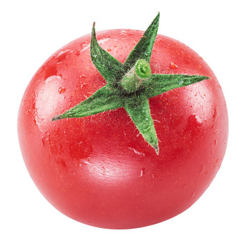 Сherry tomato with water drops. File contains clipping path.