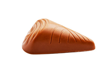 chocolate candy on white background. Delicious chocolate pralines