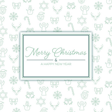 Merry Christmas - Hintergrund mit Icons (Mintgrün)
