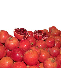 Pile of Pomegranate Fruits Isolated on White Background, Clipping Path