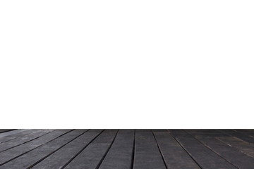 empty wooden table top isolated on white background