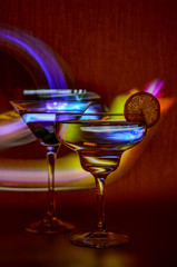The coctail glasses in neon lights