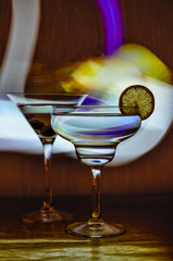 The coctail glasses in neon lights