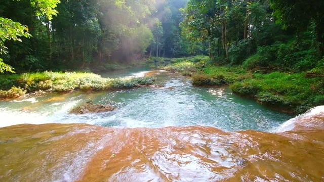 Seamless video, Beautiful green waterfall in the nature. "Than sawan waterfall, Payao, Thailand"