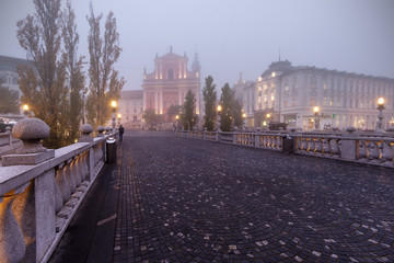 Ljubljana in the fog.