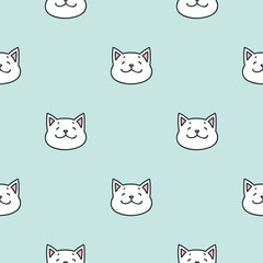 Vector seamless pattern with cute white cats
