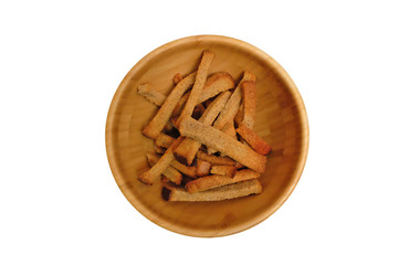 croutons of rye bread. isolated on white