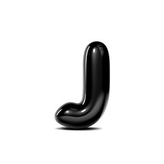 glossy letter J bubble font isolated on white background. 3D Rendering