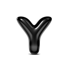 glossy letter Y bubble font isolated on white background. 3D Rendering