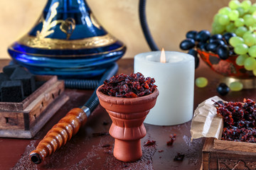 Shisha in the clay bowl made for Smoking hookah