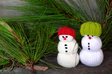 two Christmas snowman