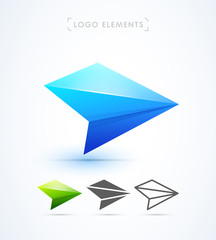 Arrow origami logo design collection. Vector abstract material design, flat, line-art style