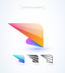 Airplane wing logo template. Vector abstract material design, flat, line-art style