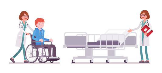 Female doctor and hospitalized patient