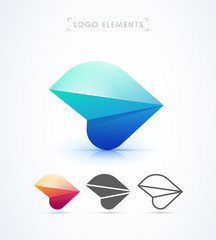 Arrow origami logo design collection. Vector abstract material design, flat, line-art style