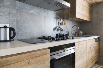 modern wood kitchen counter - 181113452