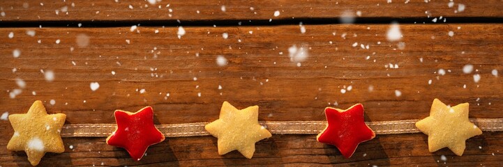 Composite image of snow falling
