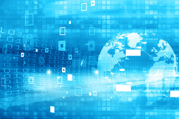 Digital world. Futuristic technology. 3d illustration .