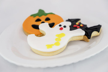 Bat, ghost and pumpkin for halloween