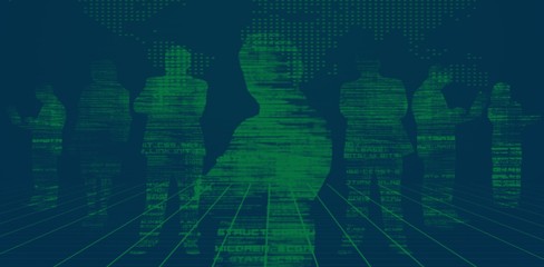 White silhouettes on black background