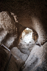 Vardzia close up of cave city-monastery in the Erusheti Mountain, Georgia