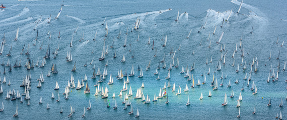 October, 08 2017, sailing boat race Barcolana, Trieste. Moments of the race.