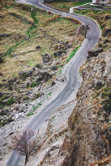 Road from Vardzia cave city-monastery in the Erusheti Mountain, Georgia