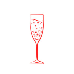 one champagne glass hearts