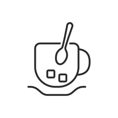 thin line cup and spoon icon