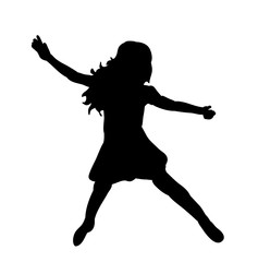 silhouette little girl jumping