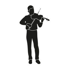 isolated  silhouette boy playing the violin