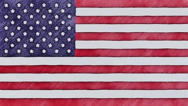 stop motion of pencil drawn USA flag cartoon animation - new quality national patriotic colorful symbol video footage