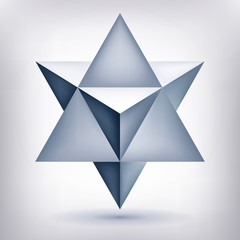 Merkaba, 3d crystal, geometry shape, volume star, mesh form, abstract vector object
