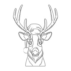 Christmas reindeer pop art cartoon